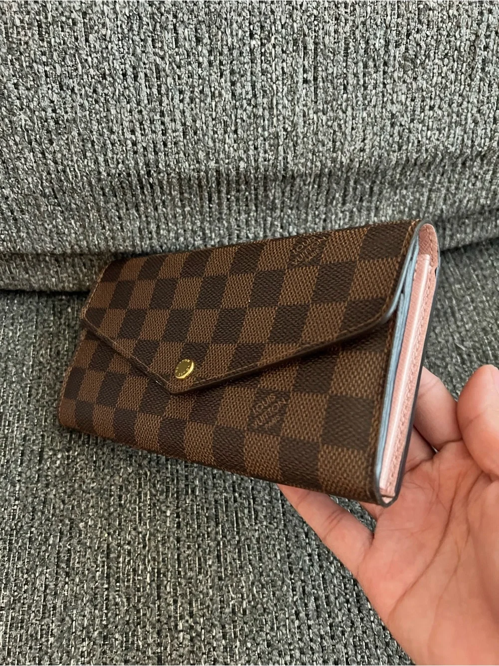 Louis Vuitton Brown Damier Envelope Wallet with Gold Snap